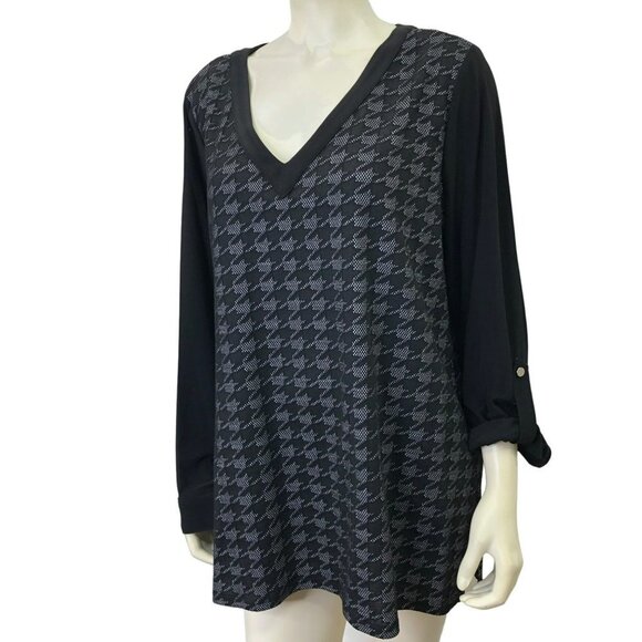 SLIM FACTOR‎ BY INVESTMENT 3/4 ROLL TAB SLEEVE TUNIC TOP LG NWT - Picture 2 of 6